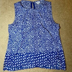 Liz Claiborne Geometric Blue and White Blouse